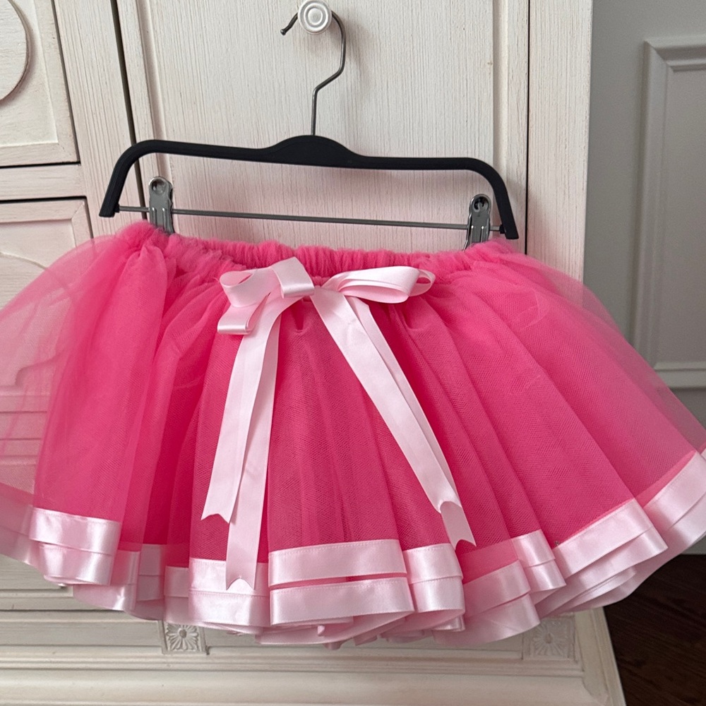 Pink Tulle Skirt with Satin Ribbon